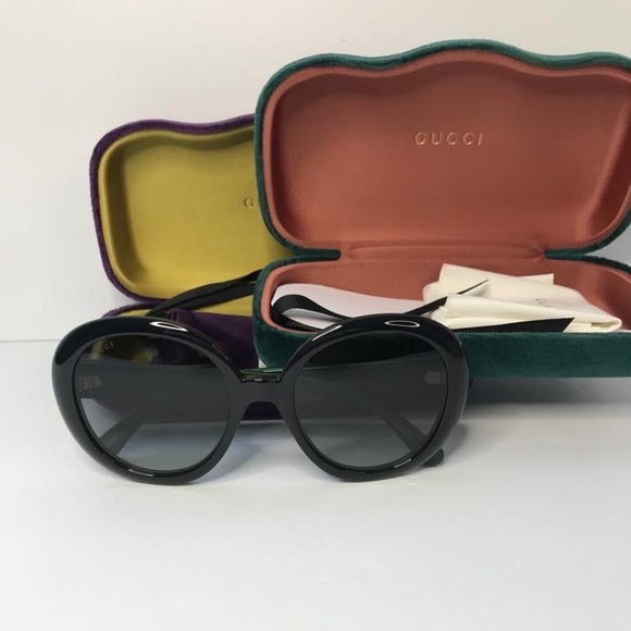 New- 💯 GUCCI GG0712S-001 GUCCI OVERSIZED SUNGLASSES WITH WEB TEMPLE - Picture 14 of 14